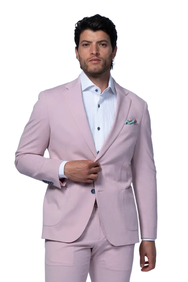 7 Downie St. Meridian Cotton Stretch Seersucker - Pink Pink