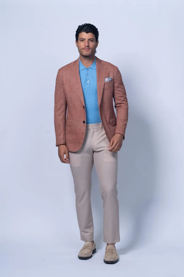 7 Downie St. Oregon Orange Printed Cotton Stretch Sportcoat ORANGE