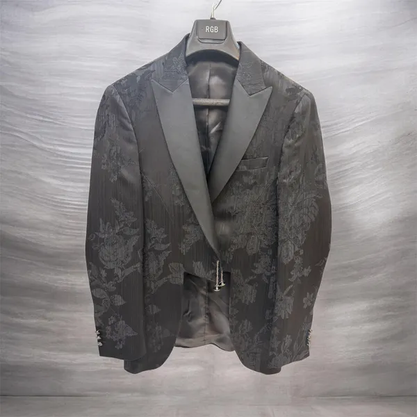 Masculini Shawl Tuxedo- Black Floral BLACK