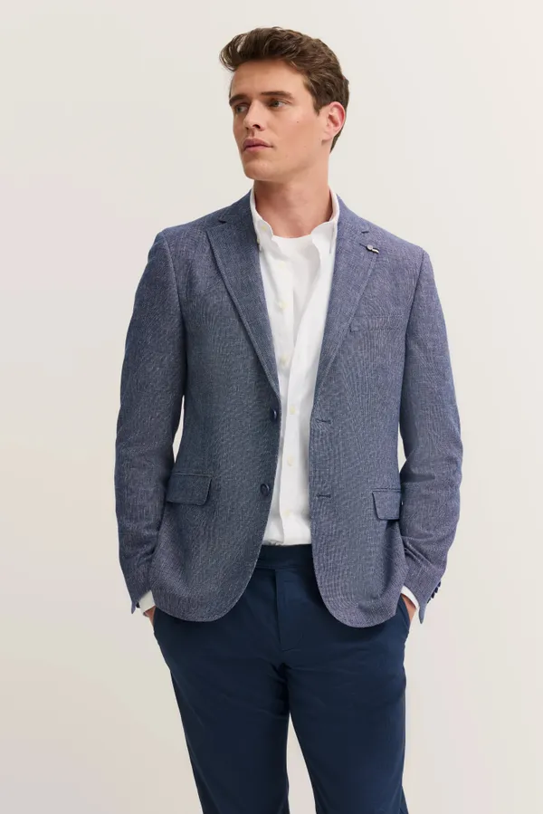 Bugatti Clothing Jacket with lapel collar and stretch function- Blue/Gray gray/blue