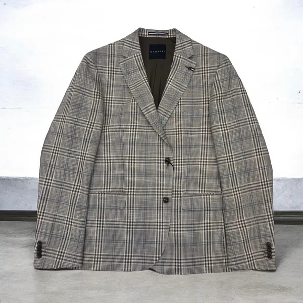 Bugatti Clothing Jacket with lapel collar and stretch function- Brown Plaid BROWN PLD