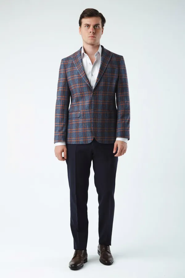 Masculini Plaid Print SportCoat- Rust RUST