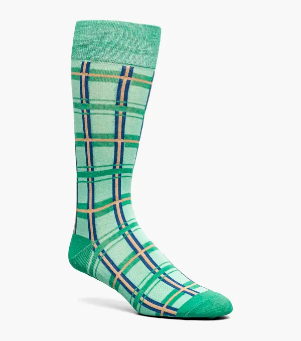 Bruno Piatelli Geometric Lines Dress Sock- Green GREEN