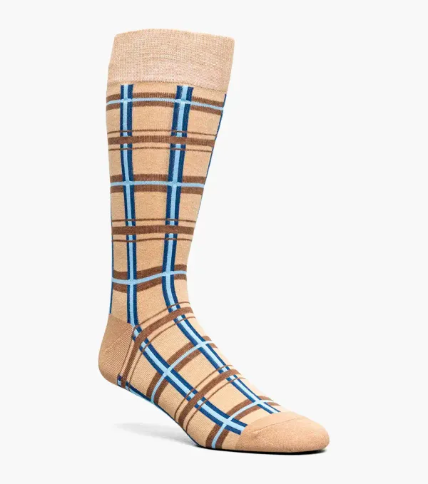 Bruno Piatelli Geometric Lines Dress Sock- Brown/Beige BRW/BEIGE