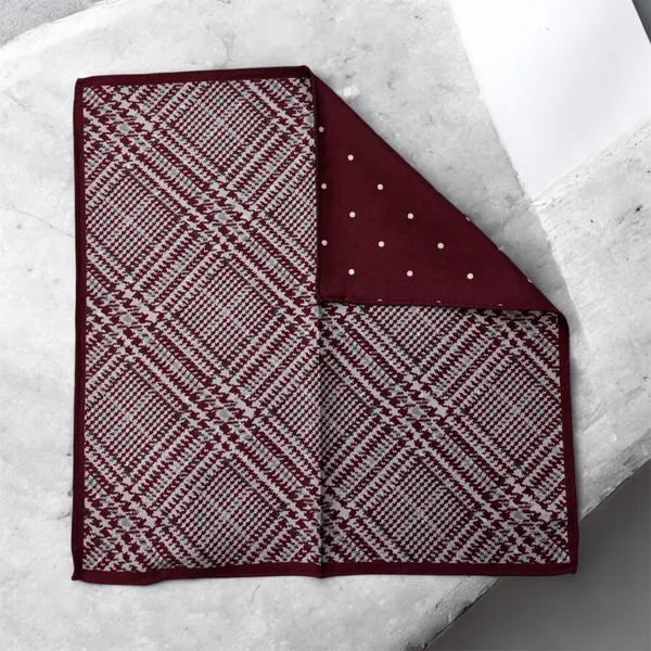 Bruno Piatelli Dual Design Handkerchief- Burgundy BURG