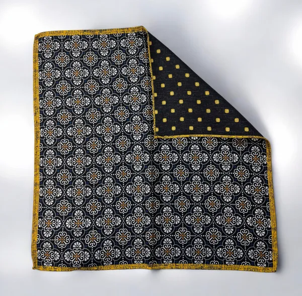 Bruno Piatelli Dual Design Handkerchief- Navy/Yellow navy/yellow
