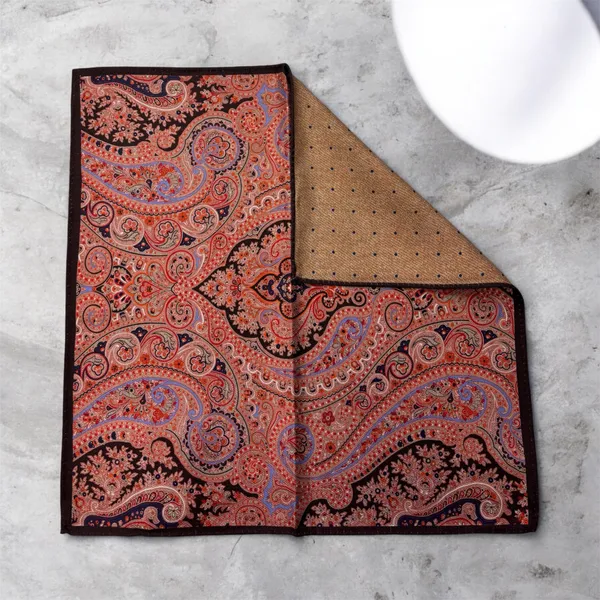 Bruno Piatelli Dual Design Handkerchief- Rust RUST