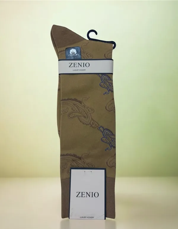 Bruno Piatelli Paisley Print Dress Socks- Beige BEIGE