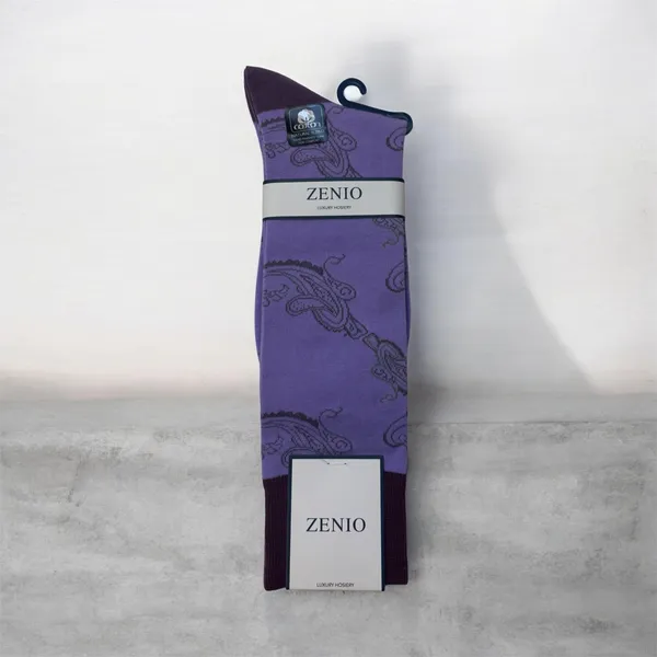 Bruno Piatelli Paisley Print Dress Socks- Purple PURPLE