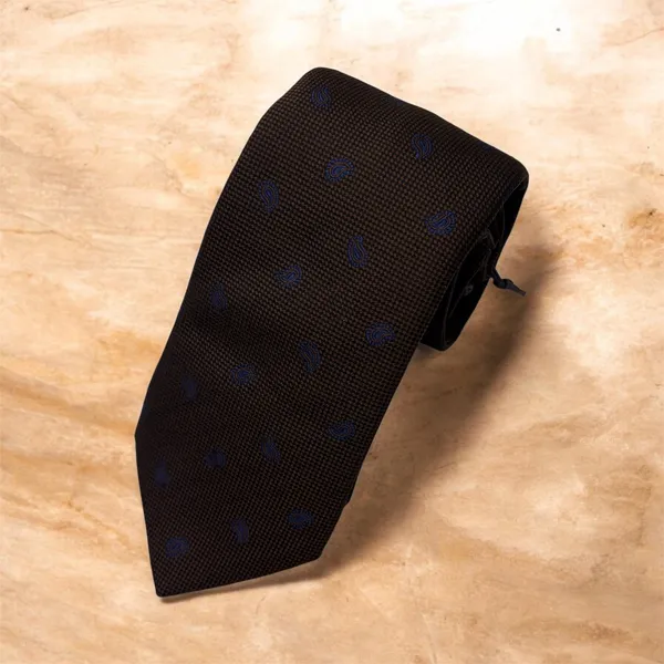 Seward & Stern Paisley Print Tie- Brown/Navy BROWN