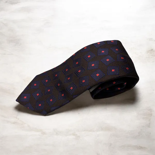Seward & Stern Geometric Square Pattern Tie- Brown BROWN