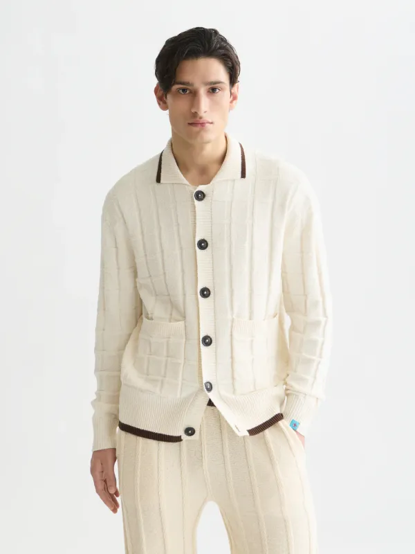 Scotch & Soda Structured boucle cardigan- Eggnog EGGNOG