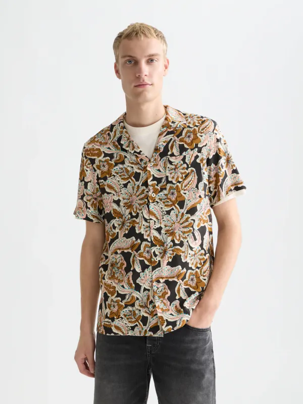 Scotch & Soda Printed short sleeve shirt- Brown BROWN