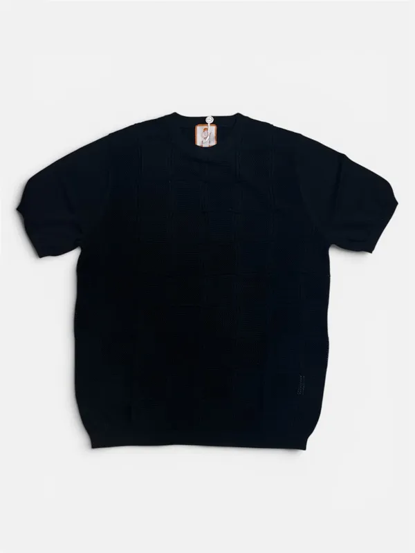 Cigar Couture Grid Knit Crew Neck- Black BLACK