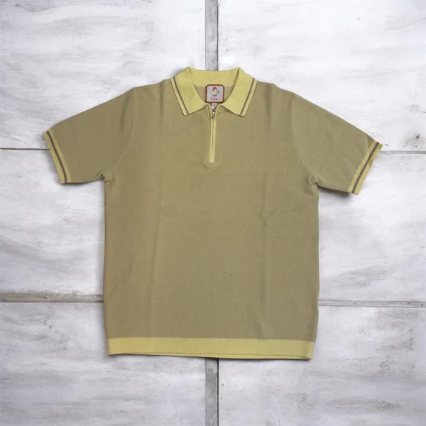 Cigar Couture Knit Polo with Zipper- Lemon LEMON