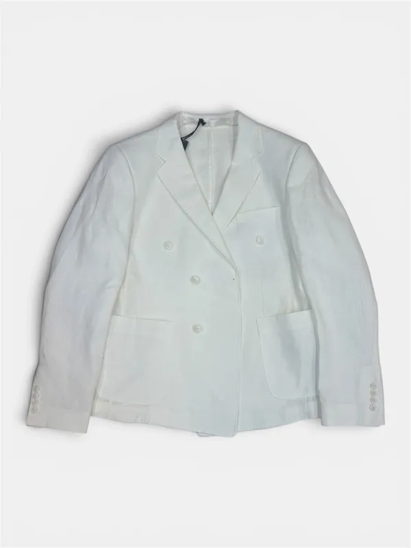 Ron Tomson Clothing Linen Double Breasted Suit-White WHITE