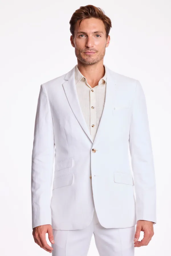 PAISLEY & GRAY Dover Notch Jacket - slim - White Lotus Linen WHITE