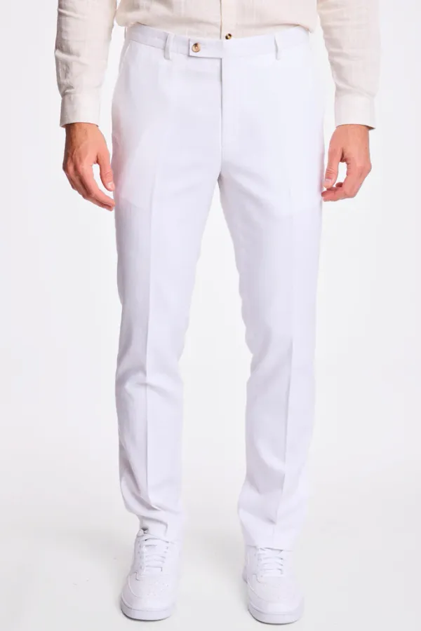 PAISLEY & GRAY Downing Pants - slim - White Lotus Linen WHITE