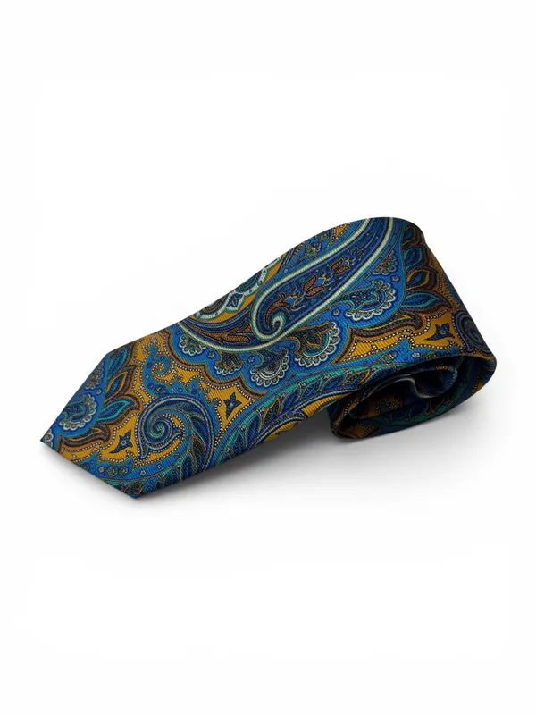 Bruno Piatelli Bold Paisley Print Tie- Blue/Gold BLUE/GOLD