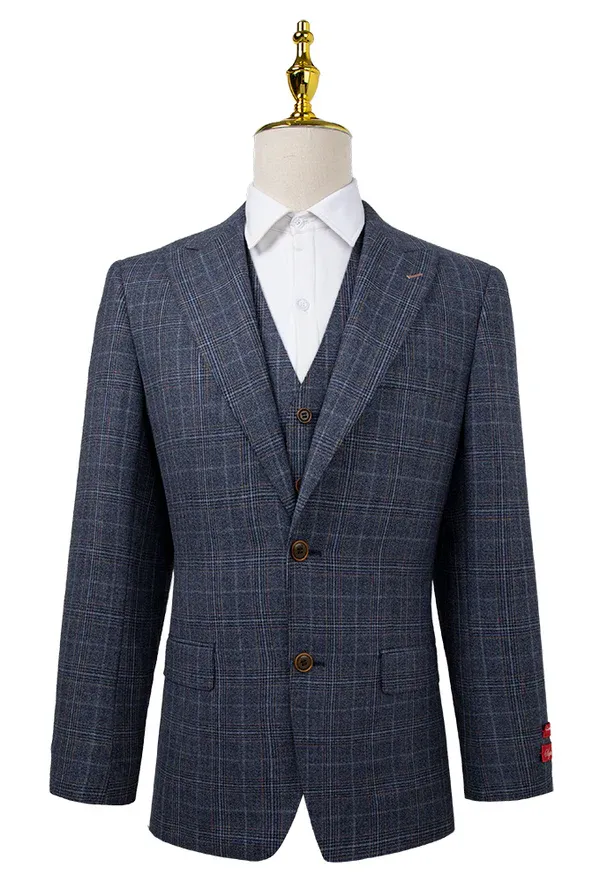 Bresciani Clothing 3-Piece Suit- Blue/Beige BLUE/BEIGE