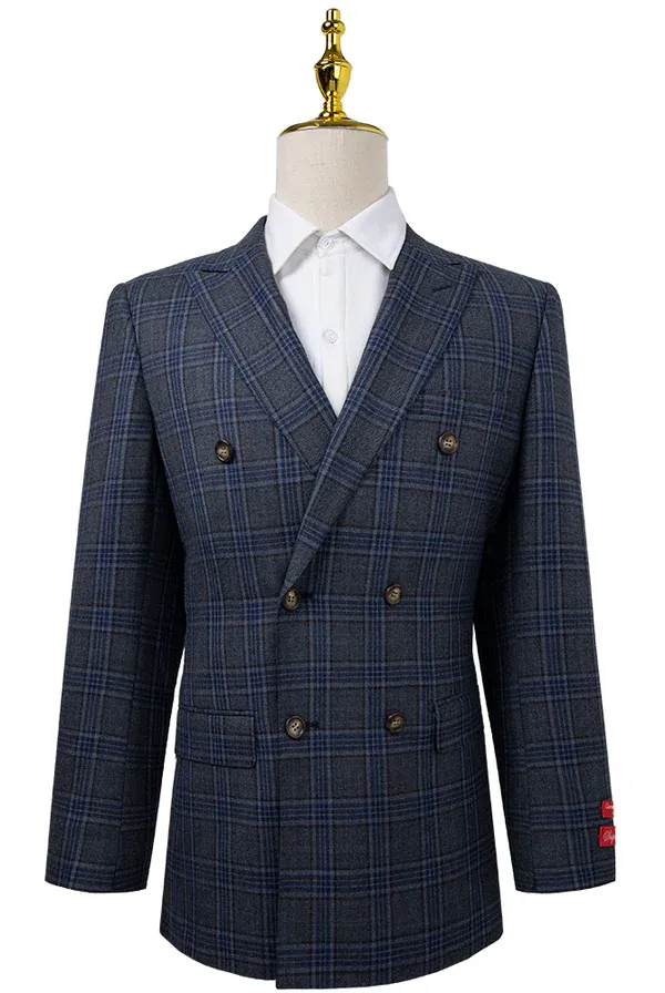 Bresciani Clothing Slim Fit Double Breasted Sport Jacket- Slate SLATE