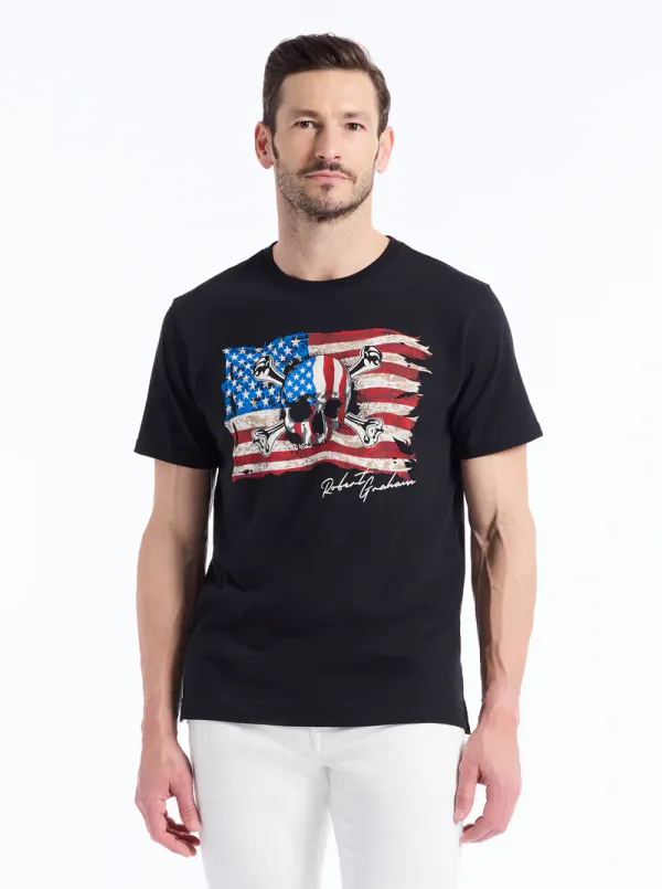 Robert Graham Skull Flag T-Shirt- Black BLACK