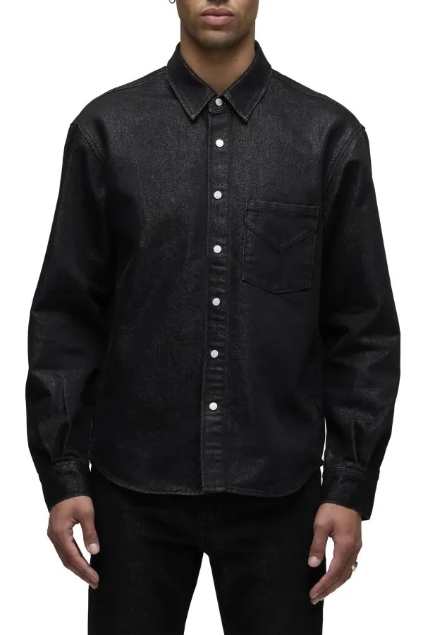 Hudson Jeans Snap-Up Stargazing Denim Overshirt- Black BLACK