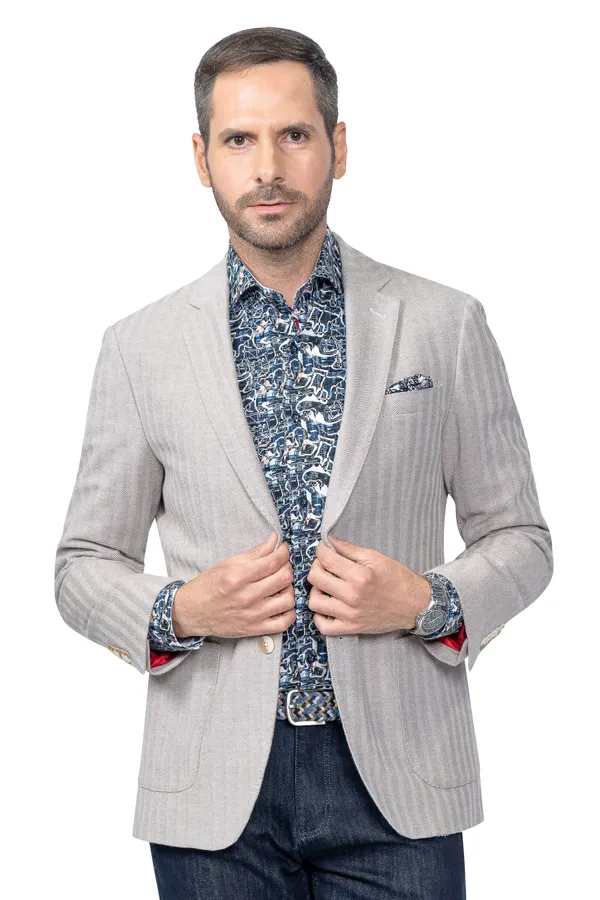 7 Downie St. Westmount Cotton Stretch Blazer- Taupe TAUPE