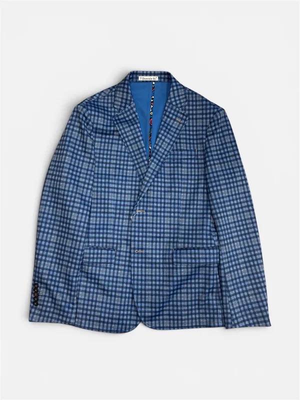 7 Downie St. Finley Plaid Sports Jacket Blazer- Blue BLUE