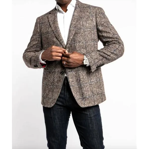 7 Downie St. Bourbon brown check jacket- Brown BROWN PLD