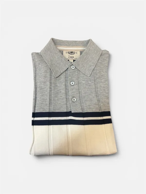 Richard Choi Knit Polo Shirt- Navy Stripe NAVY STRP