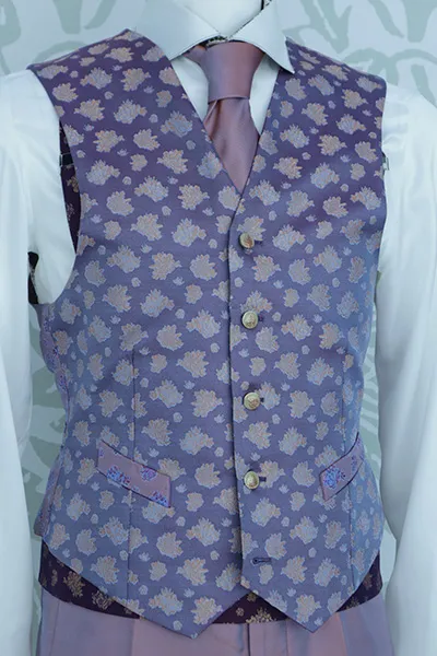 Cleofe Finati TIZIANO TERZANI Men's Waistcoat Vest- Pink/Blue PINK/BLUE
