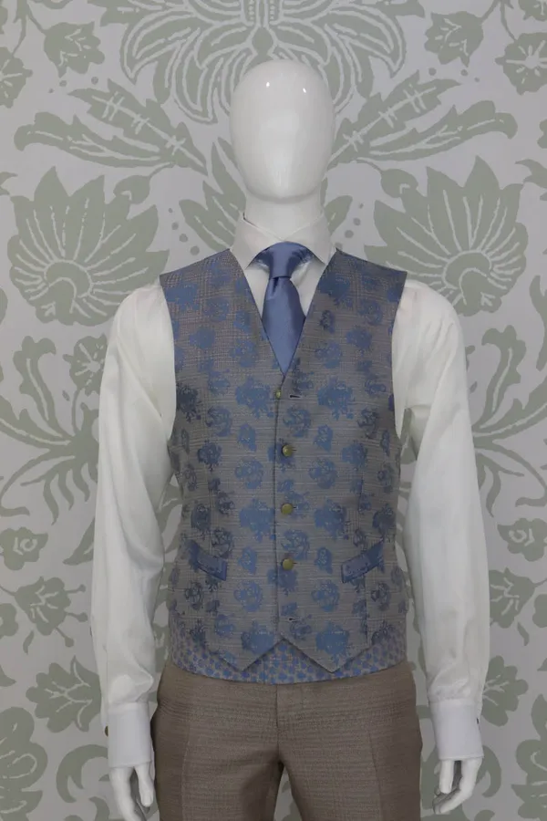 Cleofe Finati ROALD DAHL Men's Waistcoat Vest- Blue/Grey BLUE/GRY