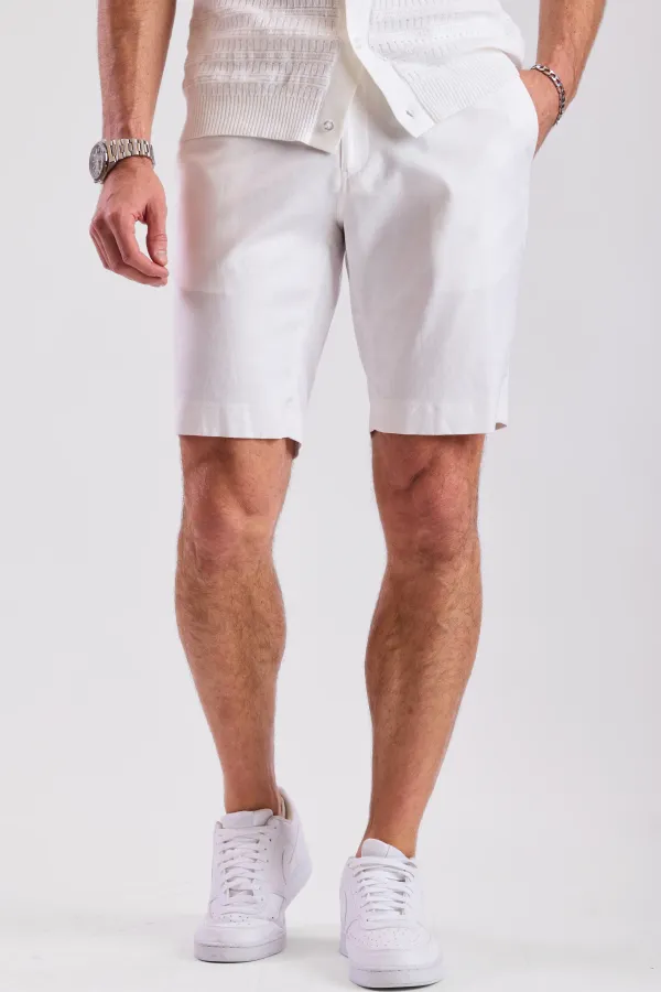 PAISLEY & GRAY Felix Linen Shorts- White Lotus WHITE