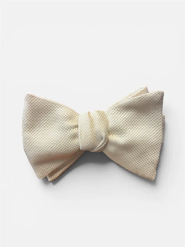 CARROT & GIBBS 2 3/4" Woven Italian Silk Bow tie- Bone BONE