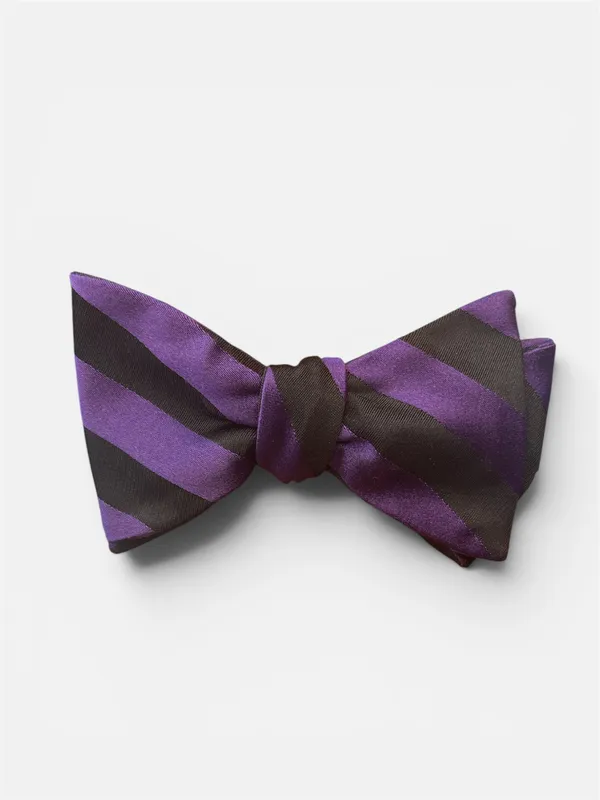 Carrot & Gibbs 2 3/4" Striped Italian Silk Bow Tie- Purple/Black PURPLE/BLACK