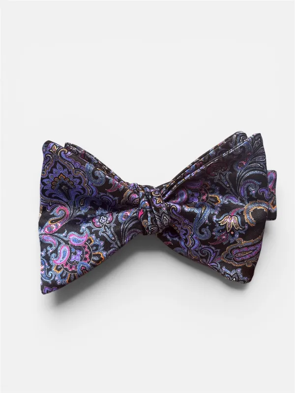 Carrot & Gibbs 2 3/4" Paisley Print Italian Silk Bow Tie- Purple Mutli PURPLE MUTLI
