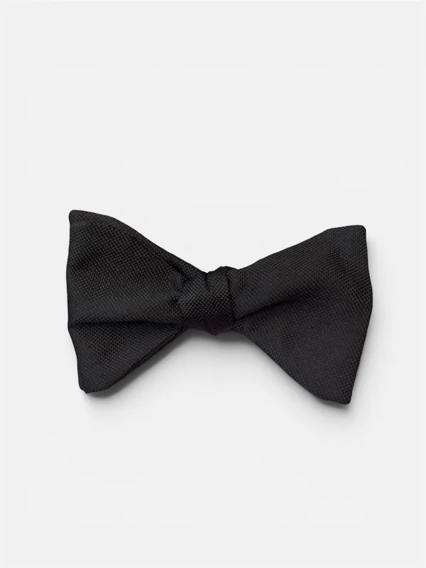CARROT & GIBBS 3 1/2" Woven Italian Silk Bow tie- Black BLACK