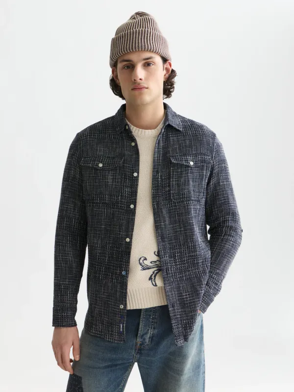 Scotch & Soda Melange Waffle Shirt- Indigo INDIGO