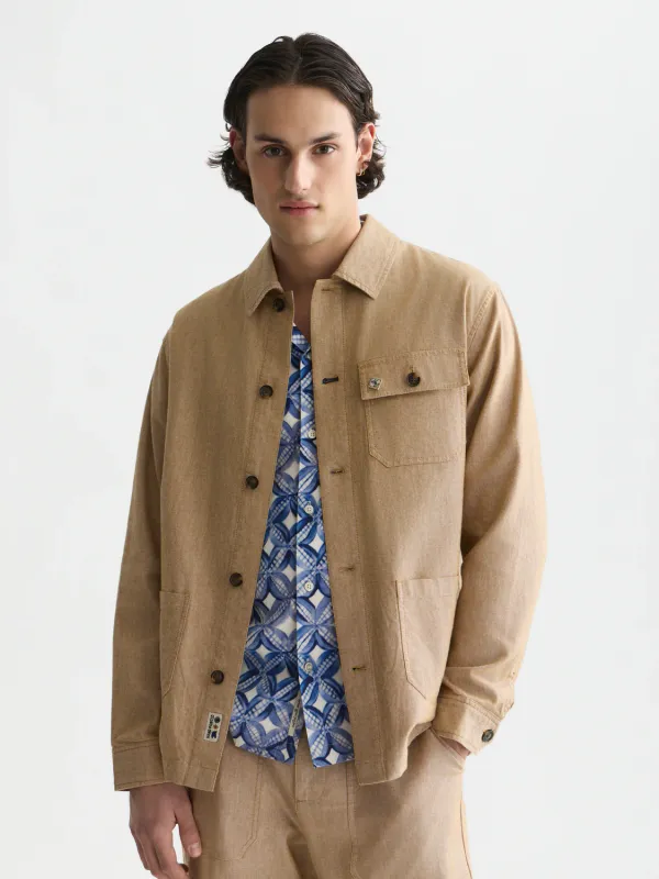 Scotch & Soda Cotton Linen Twill Worker Jacket- Dijon DIJON