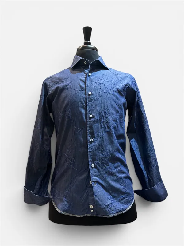 Borgo 28 Embroidered Long-Sleeve Sport Shirt- Indigo INDIGO