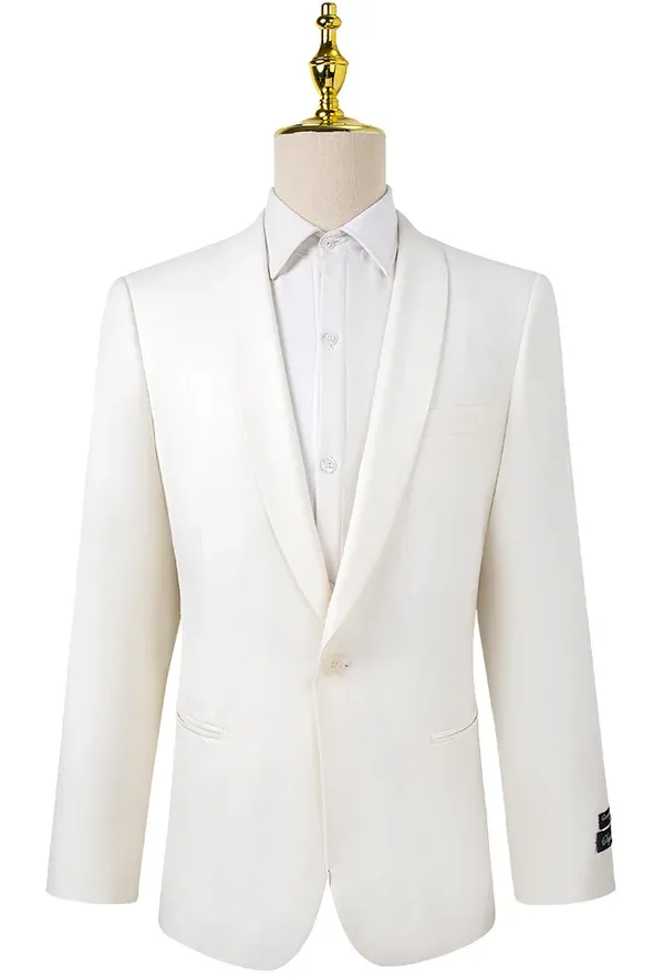 Bresciani Clothing Dinner Jacket with Shawl Lapel- Ivory IVORY
