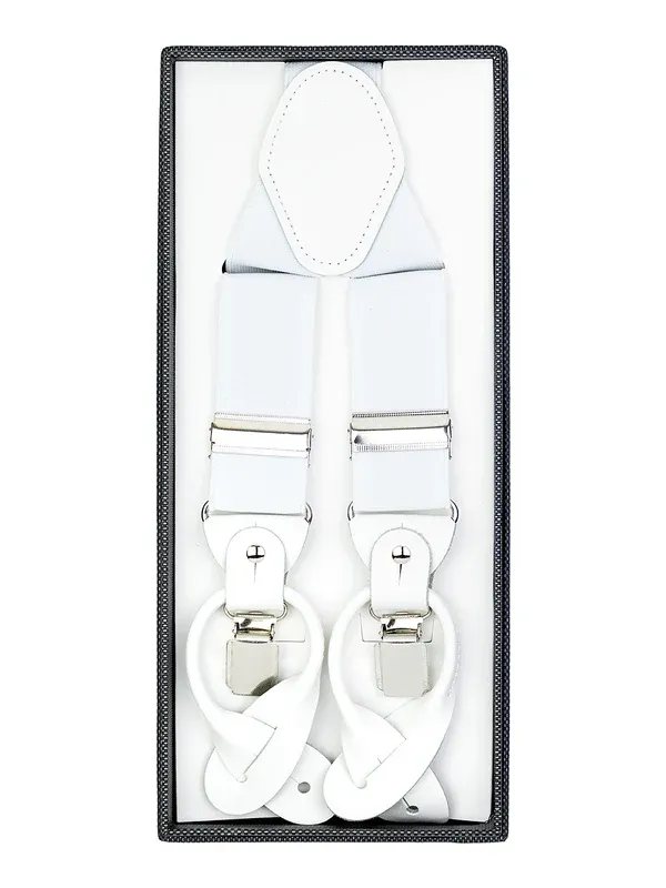 Bruno Piatelli Adjustable Convertible Suspenders- White WHITE