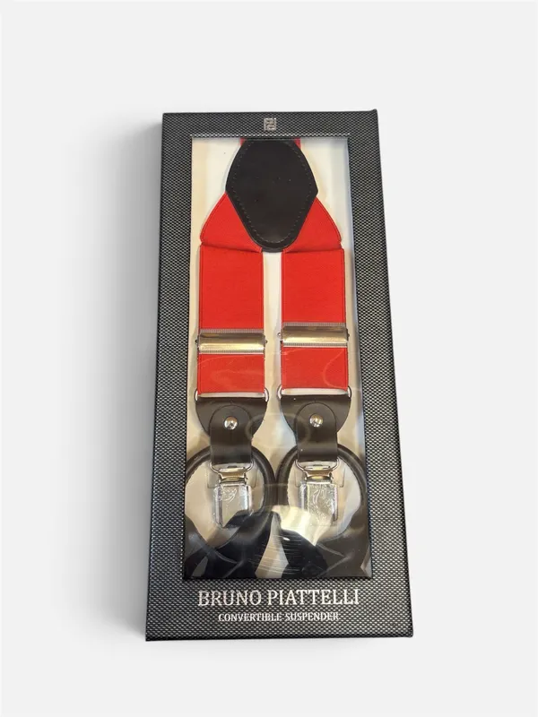 Bruno Piatelli Adjustable Convertible Suspenders- Red RED