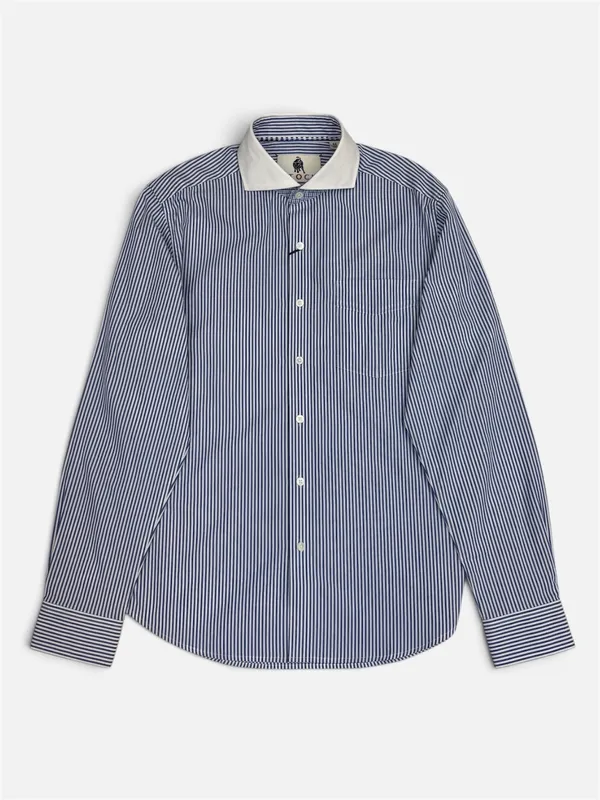 Stock Collection Striped Dress Shirt- Blue/White BLUE-WHITE
