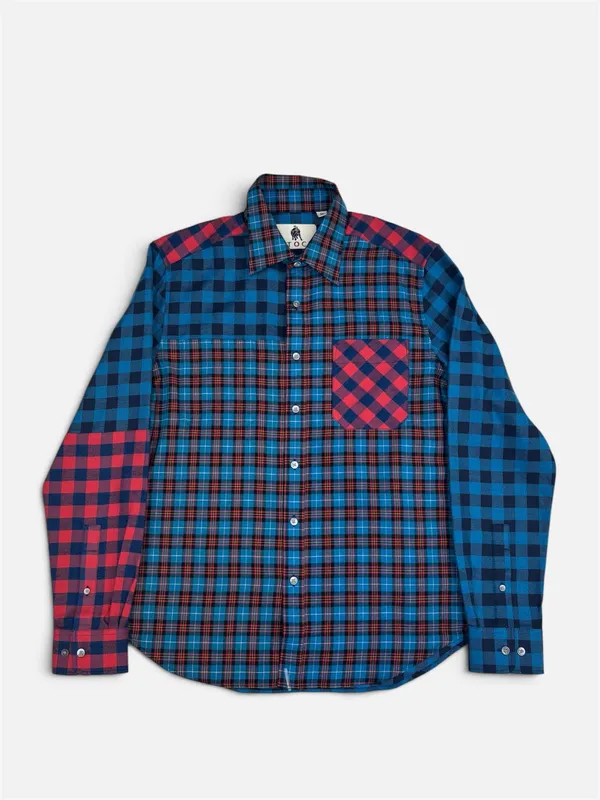Stock Collection Flannel Dress Shirt- Red/Blue RED/BLUE