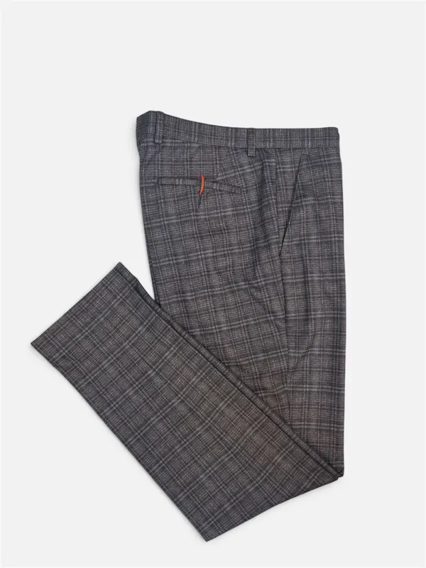 DIGEL Anno Slim Fit Trousers- Brown Plaid BROWN PLD