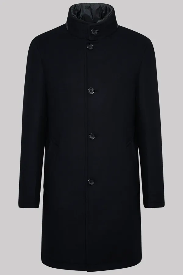DIGEL Durham Wool Coat with Inlay- Black BLACK