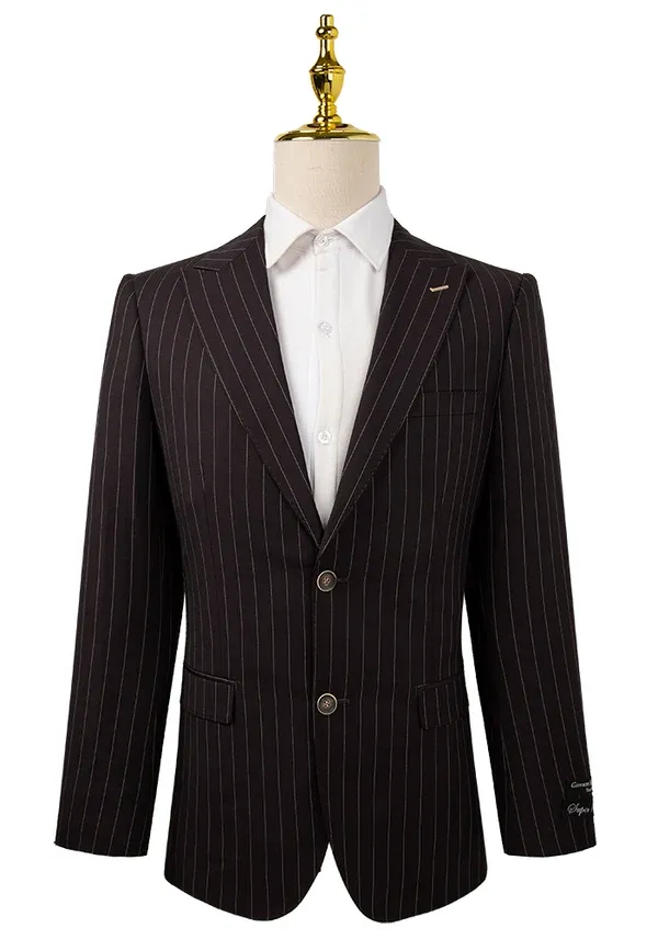 Bresciani Clothing 3 Piece Slim Fit Suit Set- Choc Pin CHOC PIN