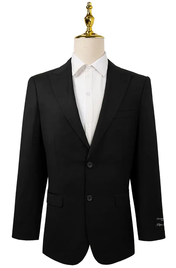 Bresciani Clothing 2 Piece Slim Fit Suit Set- Black BLACK